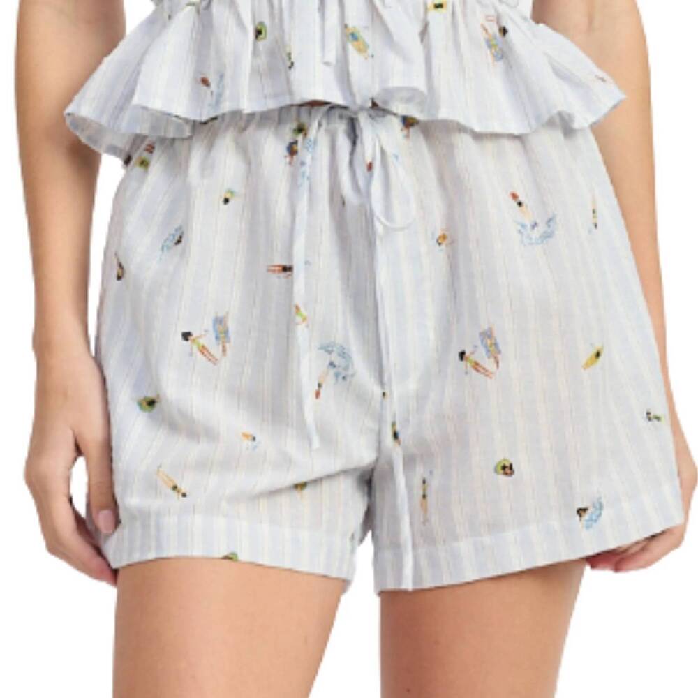 NEW EN SAISON women's nicole coastal shorts in white blue multi